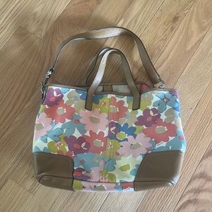 Coach floral and tan bag - detachable shoulder strap GREAT Condition